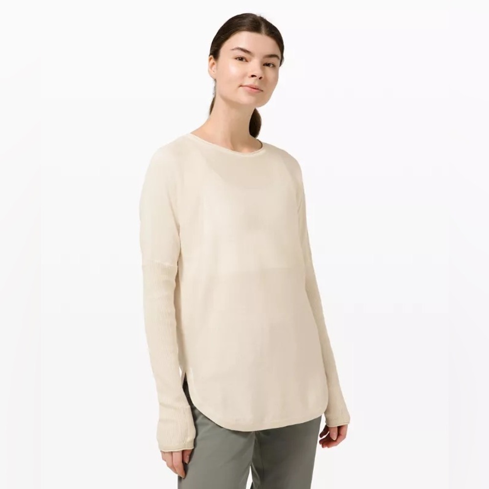 Lululemon Take It All In Women's Cream Long Sleeve Knit Top Size 4 - Picture 1 of 10